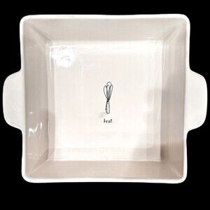 Rae Dunn Sketch BEAT Whisk Square Baking Dish‎